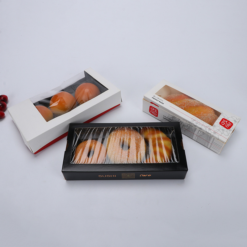 四角六角寿司盒折叠式开窗面包蛋糕包装盒可印刷logo食品包装纸盒