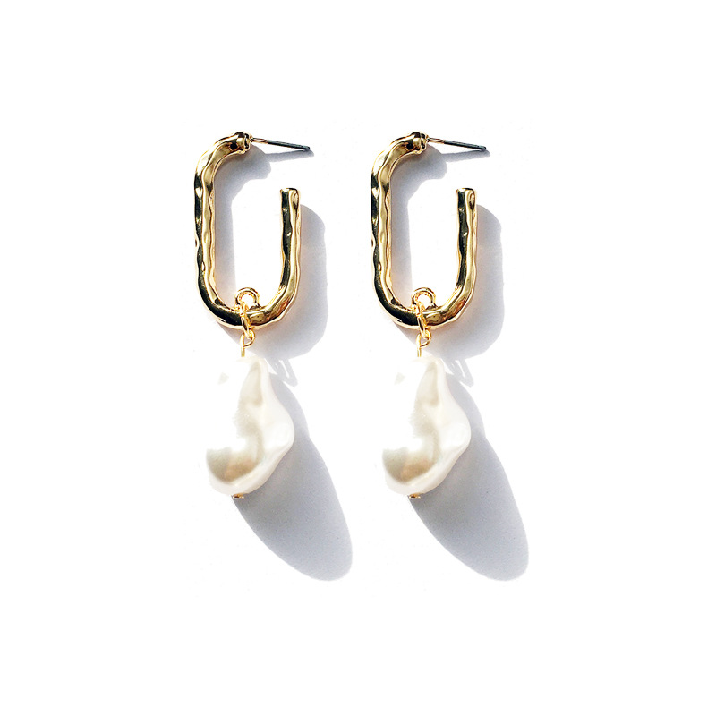 Fashion Rectangle Alloy Plating Pearl Earrings display picture 1