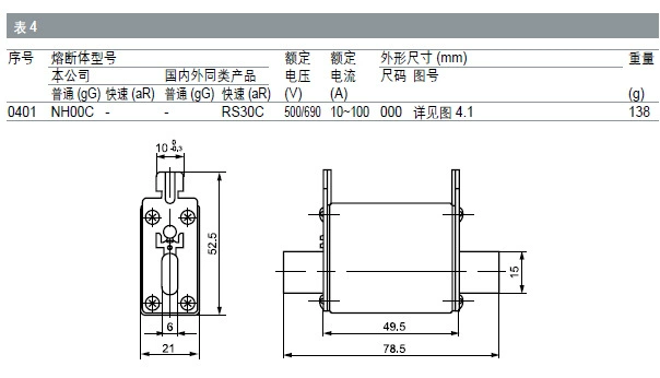 Предохранитель ножевой квадратный трубчатый MRO Mingmeng NH00C RT16-00C RS30C 690 В 4A~125A