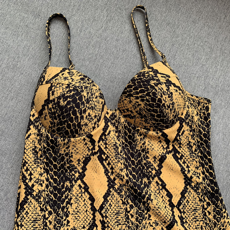 sling backless Snake print Polyester One Piece Swimsuit NSCSM112935