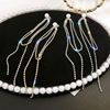 Silver needle, long earrings, fashionable chain with tassels, silver 925 sample