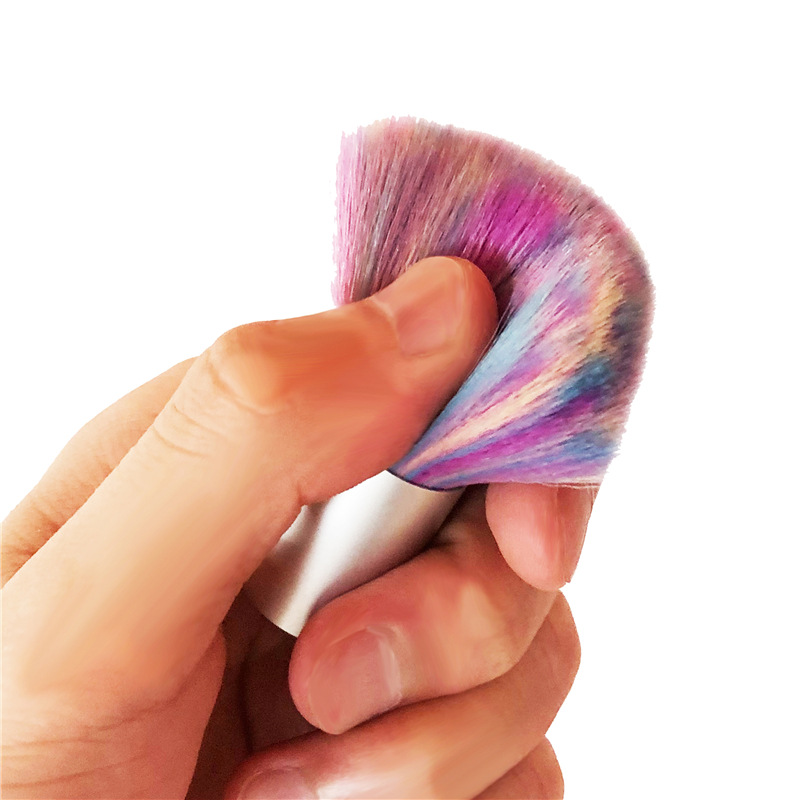 Especial transfronterizo para nuevo cepillo de polvo de uñas colorido cepillo de polvo de arco iris de mango corto de alta calidad cepillo de limpieza cepillo de rubor
