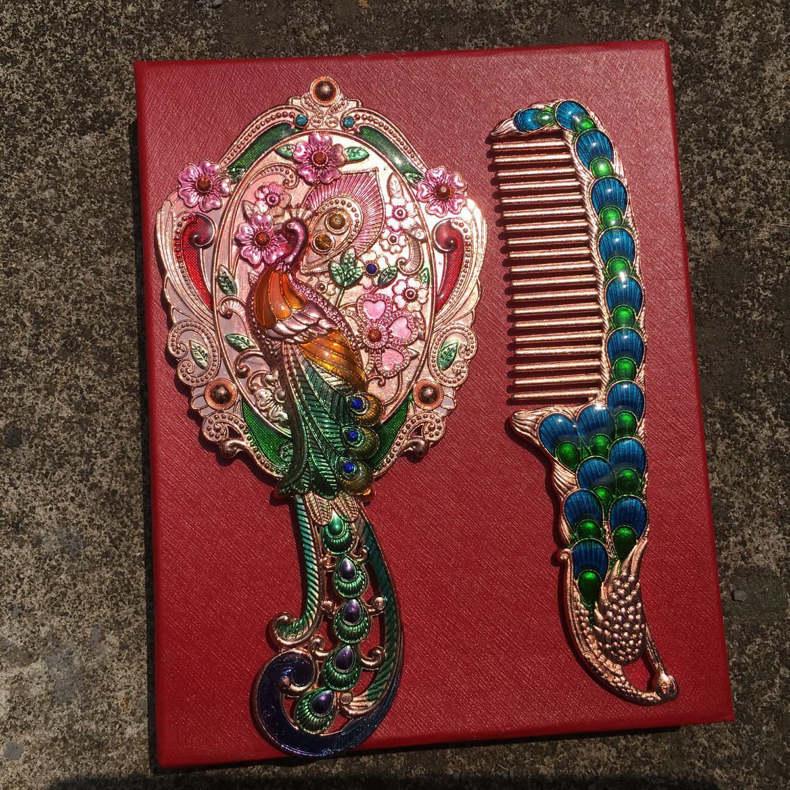 230g Weight Mirror Makeup Tools Types 1 Set Quantity Metal Material Animal, Flower Pattern Retro Style Retro Lady Animal Flower Metal Mirror 1 Set 6