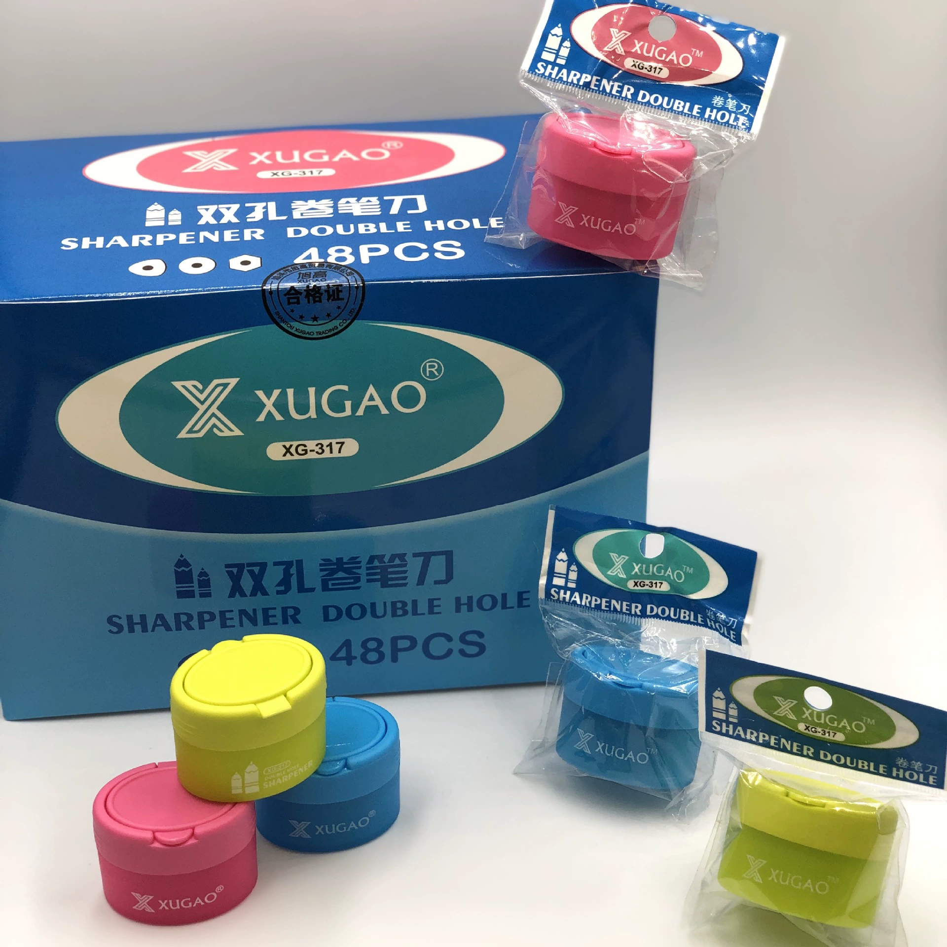 Простая Пластиковая точилка с двойным отверстием точилка для карандашей студенческие художественные учебные материалы для печати логотипа Оптовая Продажа с фабрики