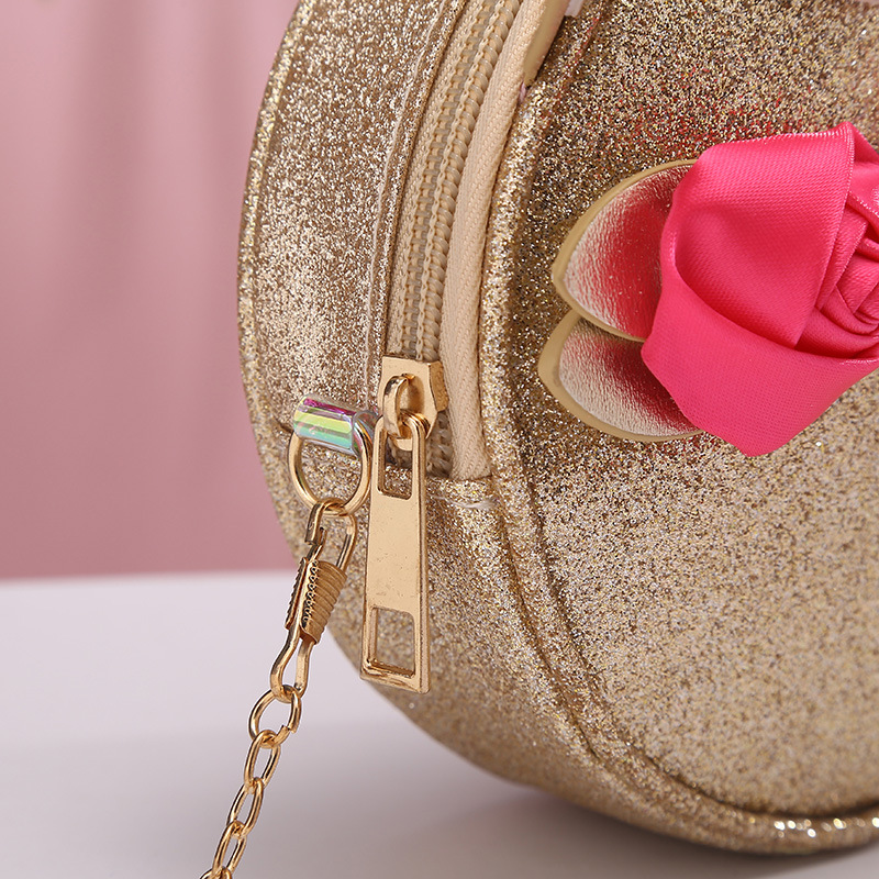 Cadena cross body bolsa redonda unicornio flor un hombro cross body bolsa cremallera cartoon cute detail image 6