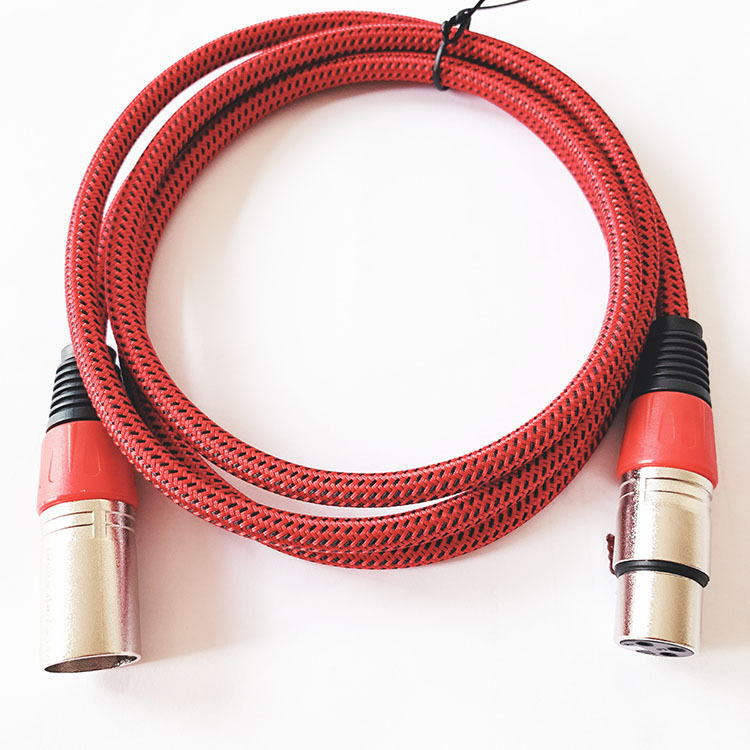尼龙编织网带屏蔽3芯XLR卡侬插公转母麦克风音响连接线