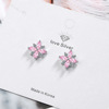 Fresh fuchsia earrings, flowered, Korean style