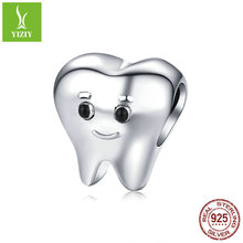 银姿韵新款纯银微笑牙齿散珠silver时尚萌系手链配件串珠SCC1401