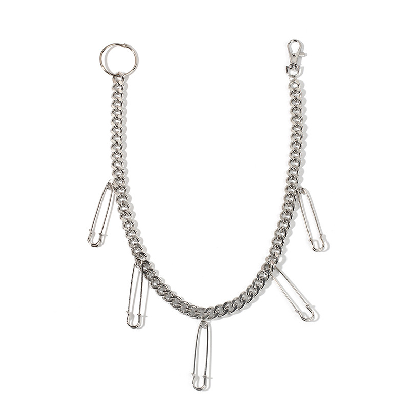 128g Weight Waist Chain Classification Alloy Material Unisex Gender Hip-Hop Style Silver Color New Fashion  Trend Paper Clip  Hip Hop Belt Pants Chain 3