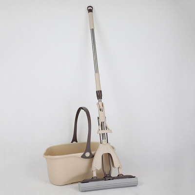 轻捷功33cm可伸缩胶棉拖把对折式懒人不锈钢拖把免手洗吸水地拖|ms