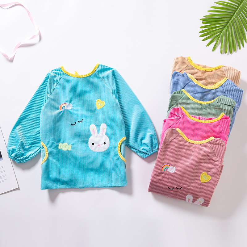 宝宝反穿衣儿童罩衣防水秋冬水晶绒护衣倒穿衣长袖婴儿吃饭围兜|ms