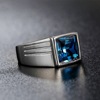 Steel blue diamond suitable for men and women, fashionable accessory, zirconium for beloved, ring with stone, wholesale, European style