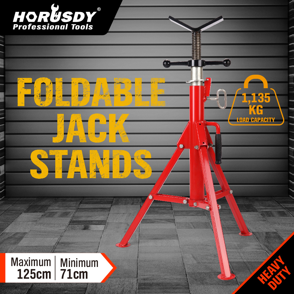 1607100 红色V型管子支架 可伸缩三脚支架 重型管道支撑架15kg