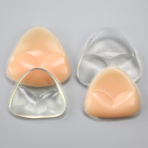 Silicone breast pad inserts transparent thickened invisible push-up triangle breast pads silicone fake breast pads bra inserts underwear pads