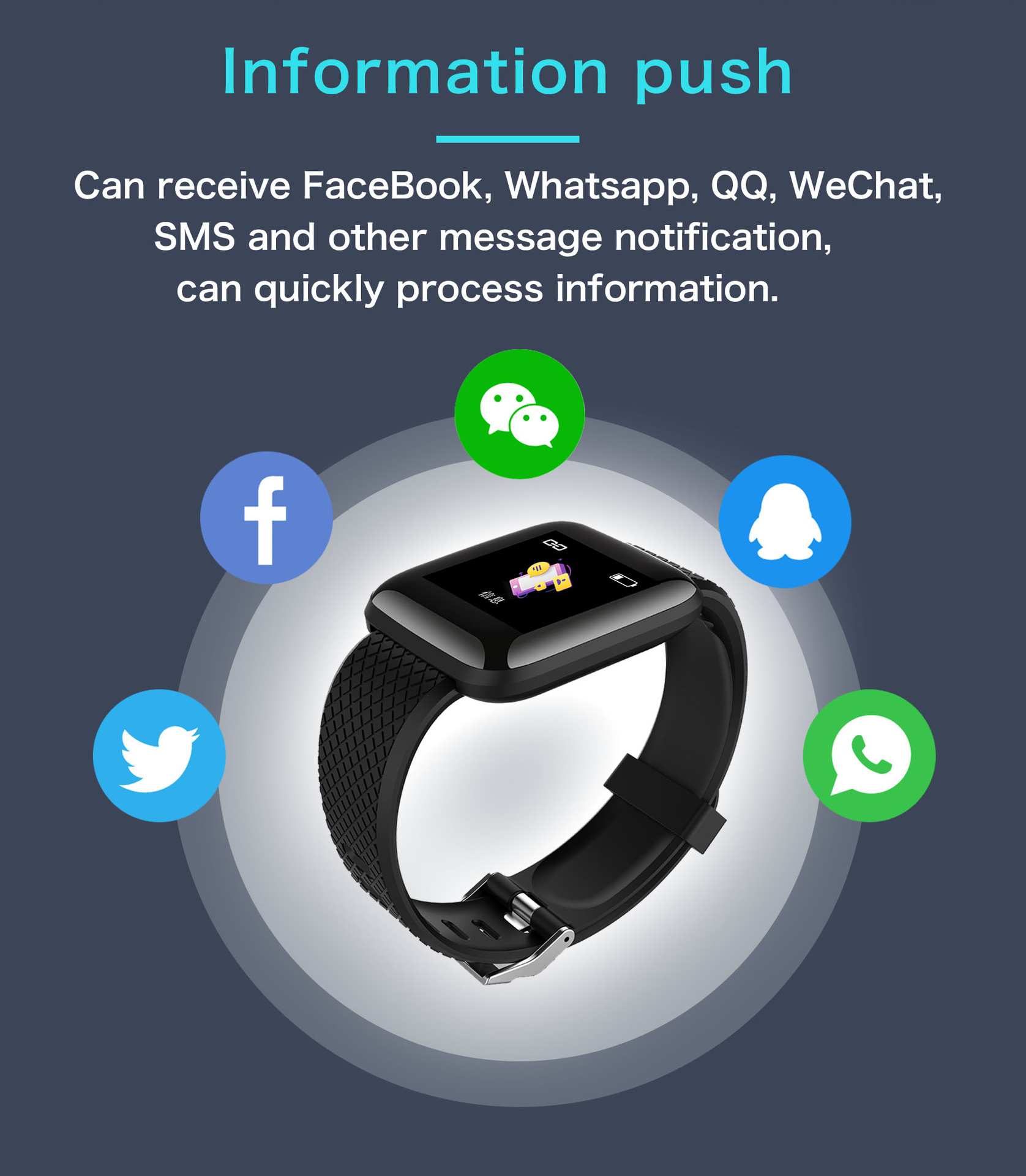 116plus Smart bracelet Color Screen D13 Heart rate and blood pressure detection message reminder Bluetooth cross-border wholesale foreign trade undefined