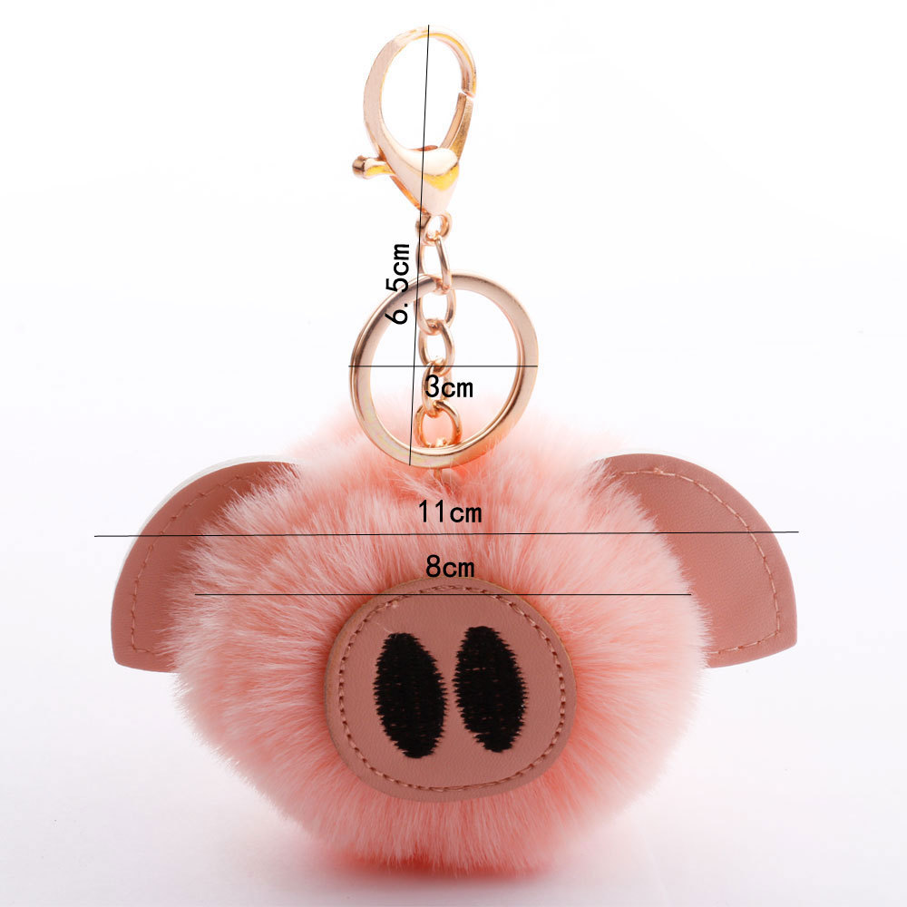 hair ball cute pig hair ball keychain PU fur animal plush keychain bag car pendantpicture20