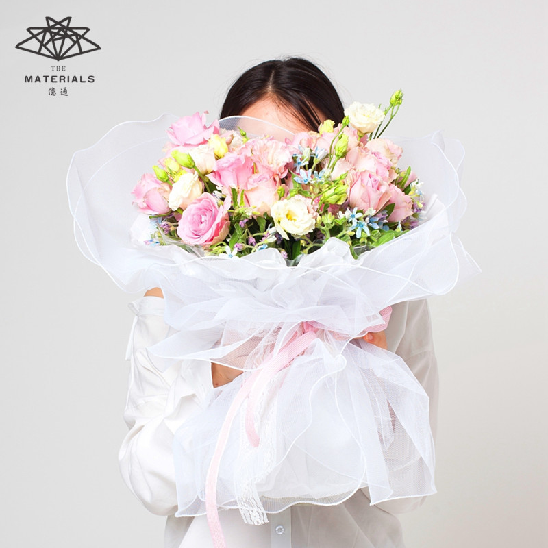 亿通鲜花包装材料七夕情人节新款荷月纱网花店鲜花包装纸圆形网纱 阿里巴巴