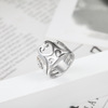 Retro golden ring suitable for men and women heart shaped, silver accessory, Japanese and Korean