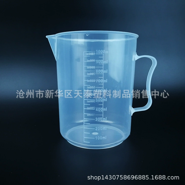 Оптовая Продажа с фабрики 1000 мл мерный стакан с ручкой 1000 прозрачный со шкалой PP пластиковый утолщенный лабораторный мерный стакан