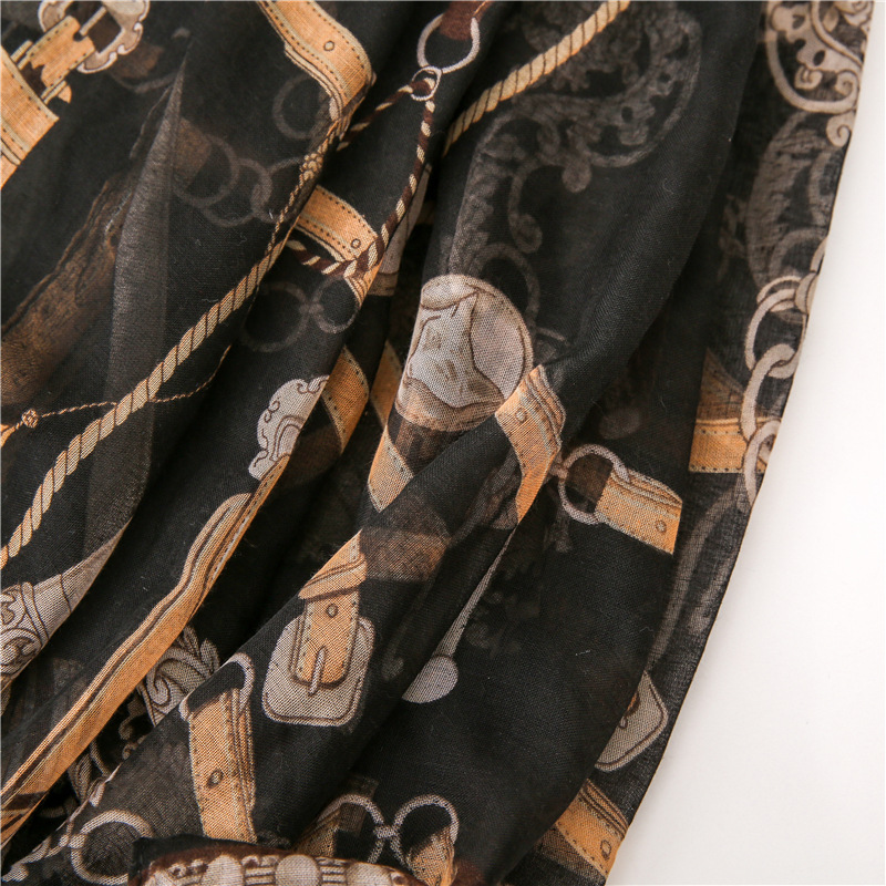 Scarf Black Printing Fringed Scarf Scarf Decorative Scarf Shawl Women Sun Protection display picture 11