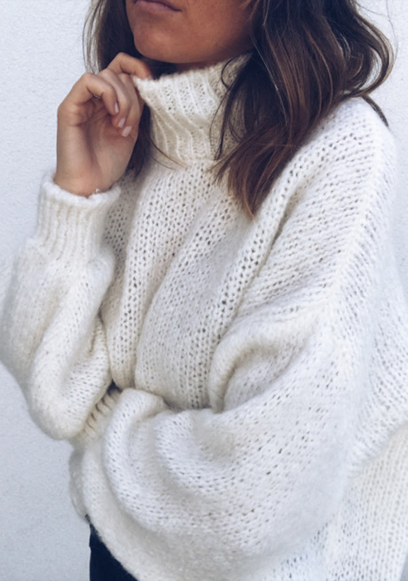 casual loose solid color high-neck long-sleeved sweater NSLK11404