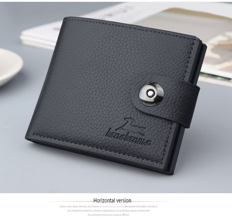 Magnetic Buckle Closure Type Business Short Wallet Men's Wallet Retro Buckle Horizontal Gift Money Clip Foreign Trade