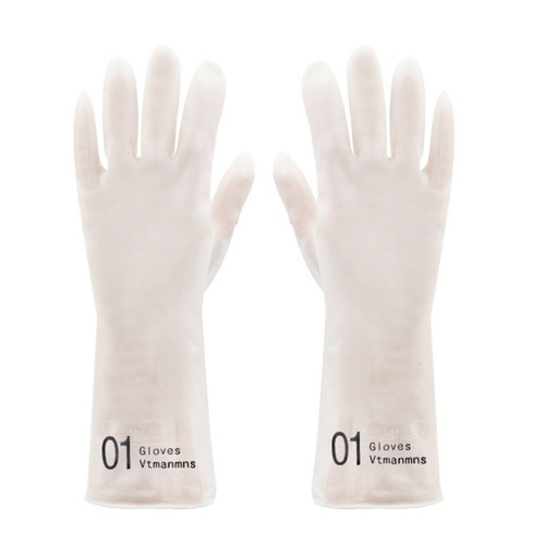 Rubber translucent dishwashing gloves Translucent white waterproof kitchen laundry clothes and dishes plastic cleaning housework gloves