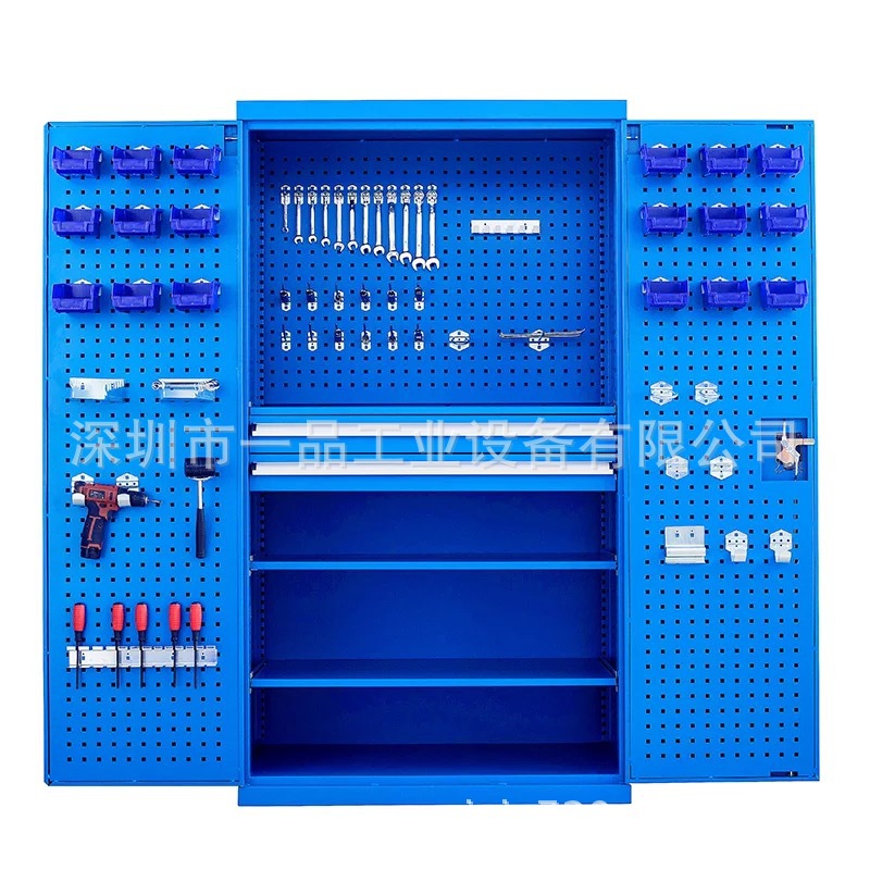双开门重型置物柜 重型工具柜 有隔板储物柜 五金工具层板整理柜