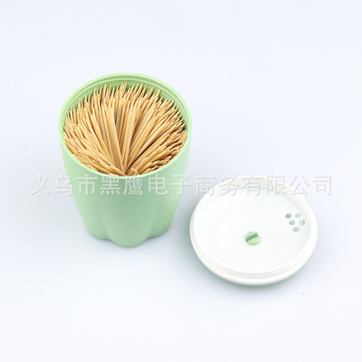 壹次性雙頭竹青牙簽桶裝牙簽盒裝 壹元兩元店百貨地攤批發350只裝