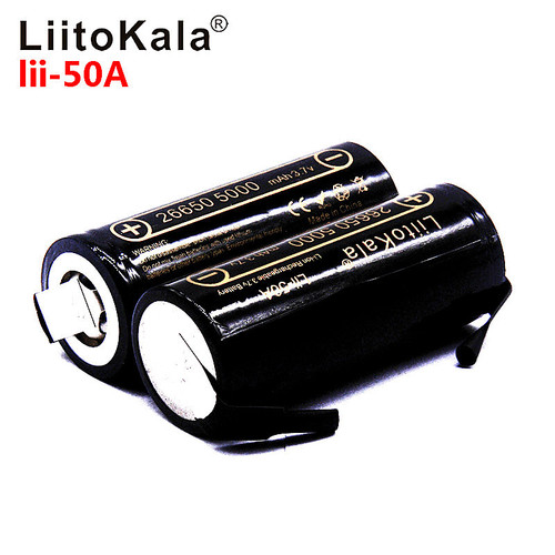 LiitoKala lii-50A 3.7V 26650 5000mah lithium battery can be discharged at 20A