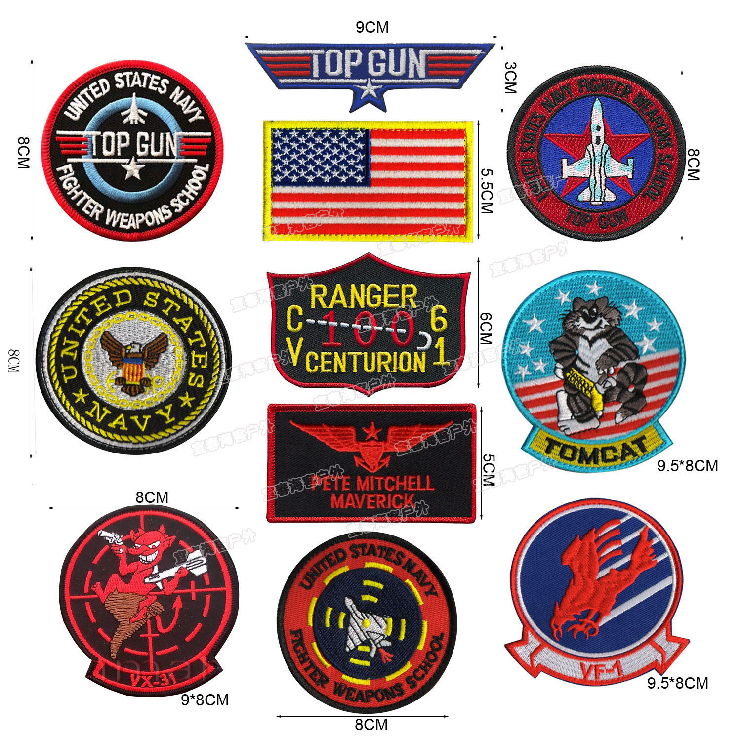 航空飞行员TOPGUN壮志凌云全套美国臂章魔术贴军迷士气章-阿里巴巴