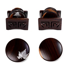 Kungfu tea ceremony fabric tea coaster ebony tea coaster mat solid wood heat insulation anti-scalding Japanese rattan table mat