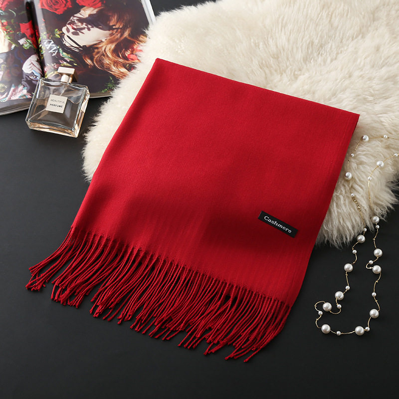 New solid color imitation cashmere scarf...