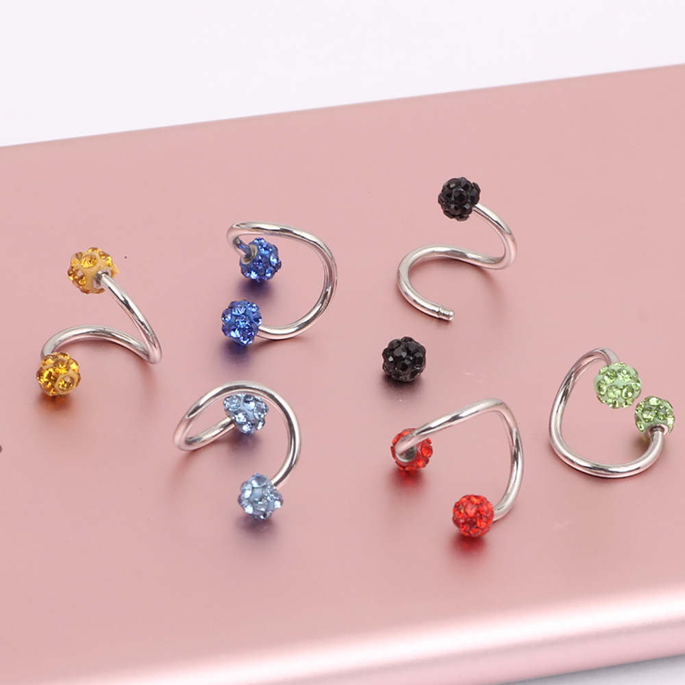 Full Drill Ball Titanium Steel Earrings Shambhala Broken Diamond Colored Diamond Ball Ear Bone Nail S Rod 3.5mm Ball CZ detail image 9