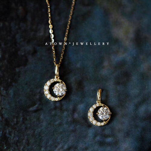 Crescent pendant 925 sterling silver plated 14K gold necklace zirconium diamond mini moon sun pendant pendant clavicle chain
