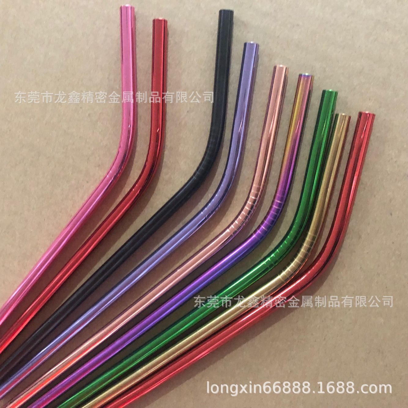 彩色电镀不锈钢吸管 粉色 玫瑰金紫色食品级6mm不锈钢弯吸管直管