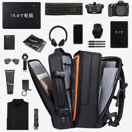BANGE Dual Shoulder Bag for Men, University Student Laptop Backpack, Large Capacity Business Travel Waterproof Expandable Bag for Men