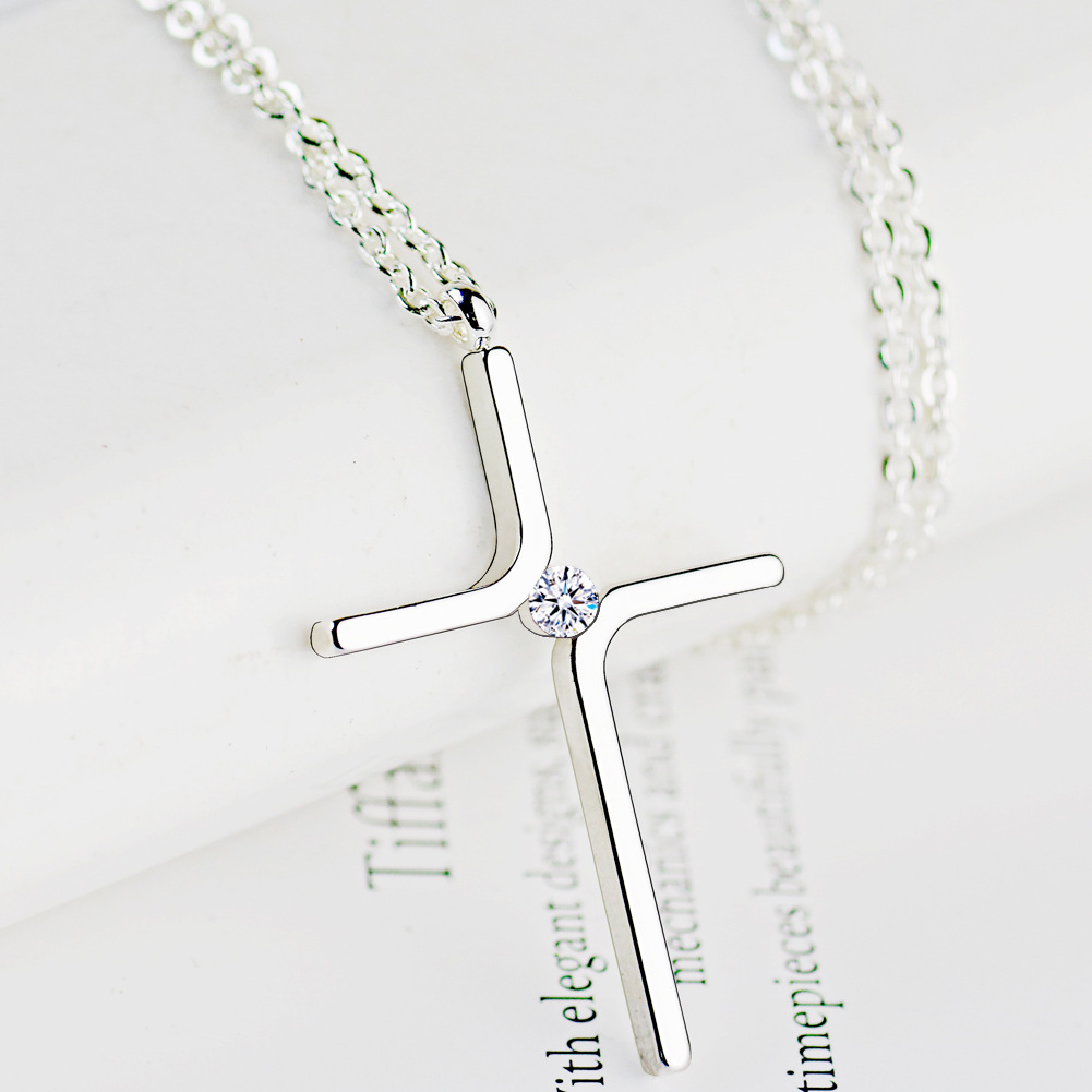 New Simple Cross Pendant Titanium Steel Necklace display picture 4