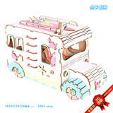 Деревянная трехмерная головоломка с лазером, деревянный дом на колесах, игрушка, DIY