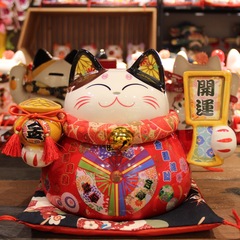 Fuyuan 9-inch Ceramic Money Cat Bank Piggy Bank Craft Ornament Opening Gift for Hotel Shop Cashier Counter