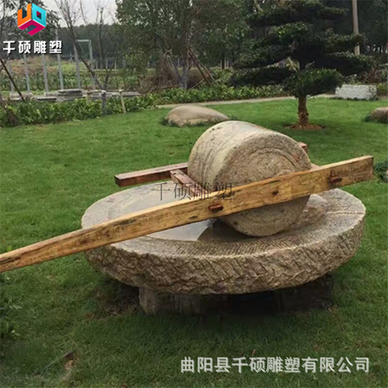 现货花岗岩仿古石磨石材雕刻做旧石碾子石雕碾盘庭院景观装饰摆件-阿里巴巴