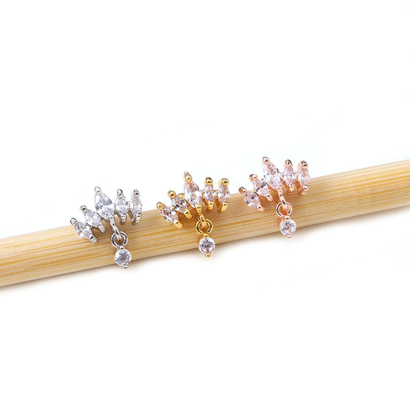 2 pezzi edizione coreana esagerata corona auricolare chiodo creativo acciaio inossidabile asta sottile vite puntura dell'unghia_voghion.com