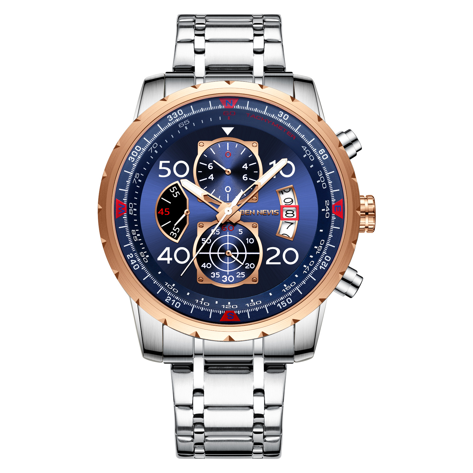 Ben Nevis Men's Gold Quartz Watch Multifunctional Large Dial_voghion.com