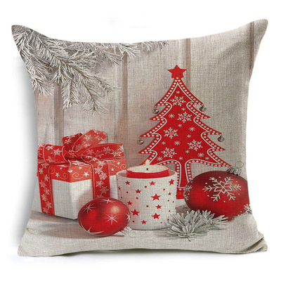 18" Pillow Case Christmas Ball Linen Cotton Home Decor Sofa Waist Cushion Cover
