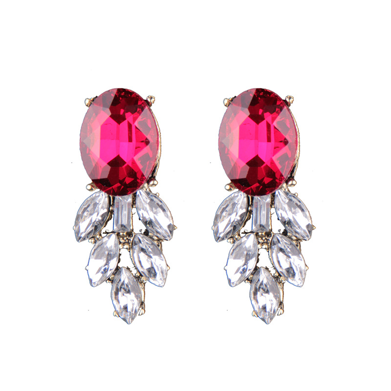 Alloy Diamond-set Gemstone Earrings display picture 4