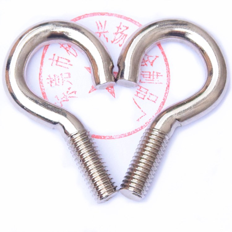 镀镍开口问号钩M8*20*55mm带螺纹灯饰挂吊钩螺栓厂家批发羊眼挂钩