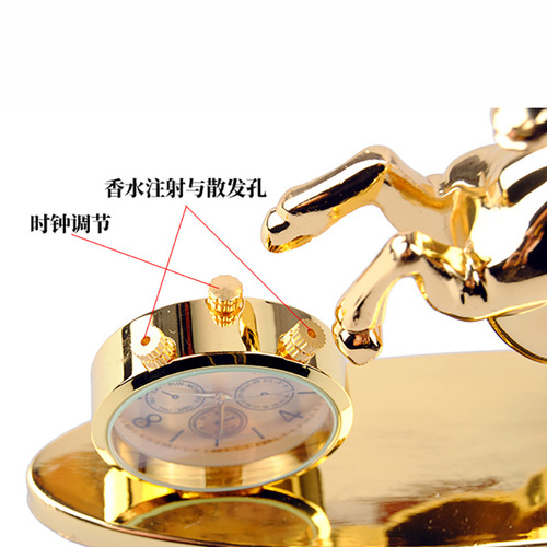 Car clock perfume seat ornaments high-end metal horse to success creative perfume car car cologne ornaments