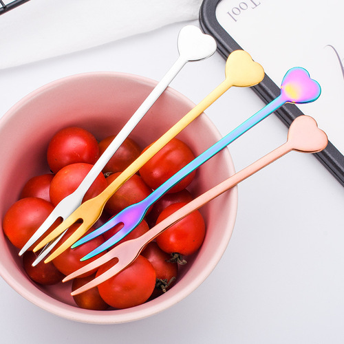 304 stainless steel fruit fork Western dinner fork pastry stick cake fork dessert fork gift support Logo