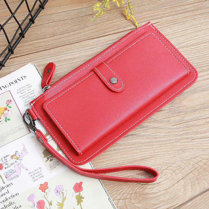 116g Weight Zipper Closure Type Business, Travel Occasion Pu Leather Material Solid Color Pattern Women'S Gender Square Shape Light Grey, Dark Grey, Rose Red, Pink, Red, Green, Blue, Gold, Black Color Fashion Multi-function Zipper Multi-card Buckle Wallet 3