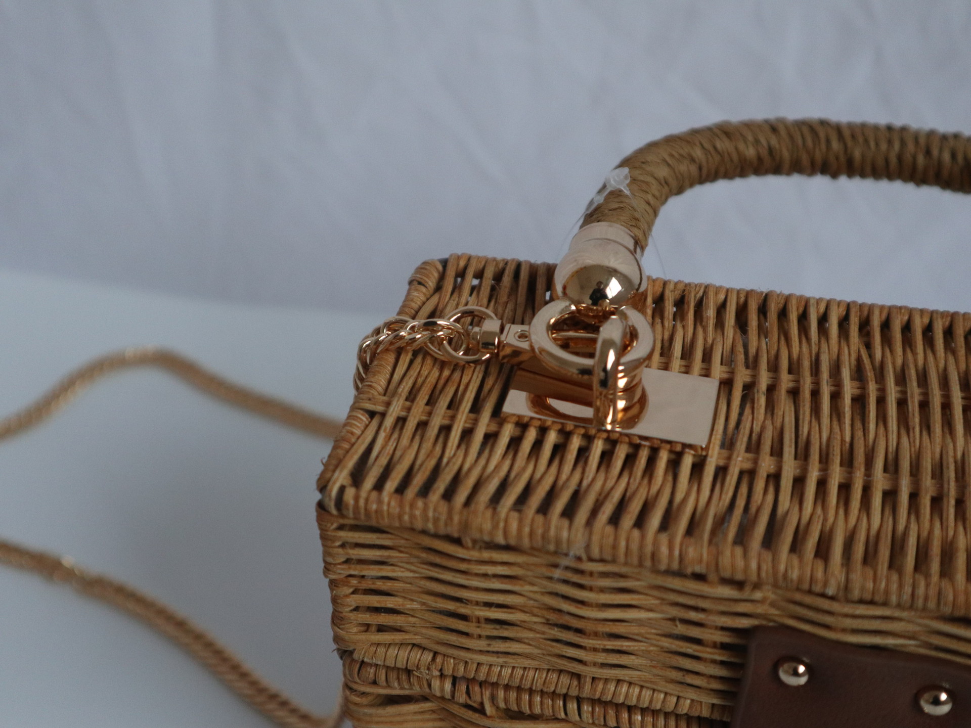 Elegant straw bag on display